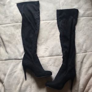 Thigh high suede boots